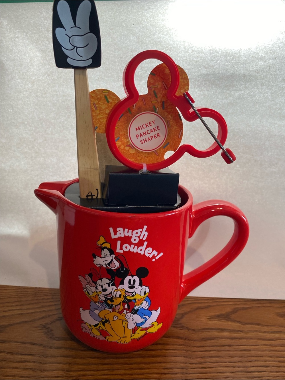 Red Ceramic Pitcher with Disney Character Group